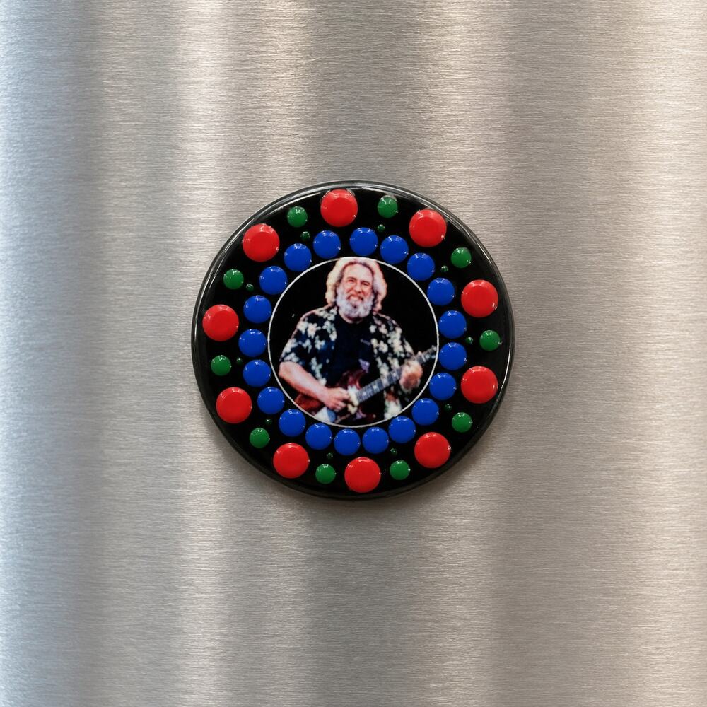 Grateful Dead Jerry Garcia Mini Wood Album Magnet Hand Painted 1.5"